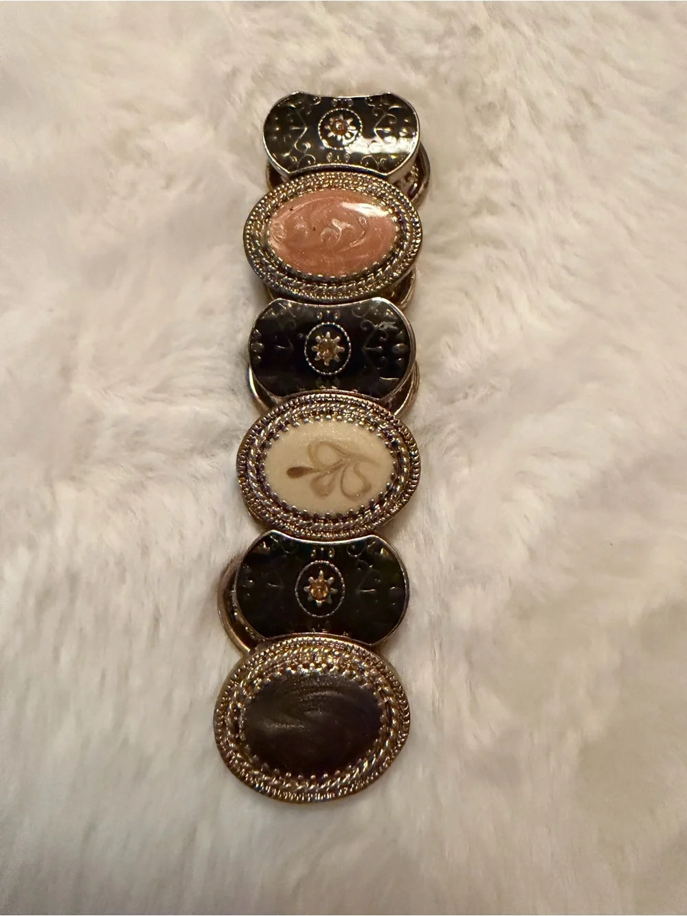 Women's Multi-Tone Oval Stretch Bracelet - Gold Accents